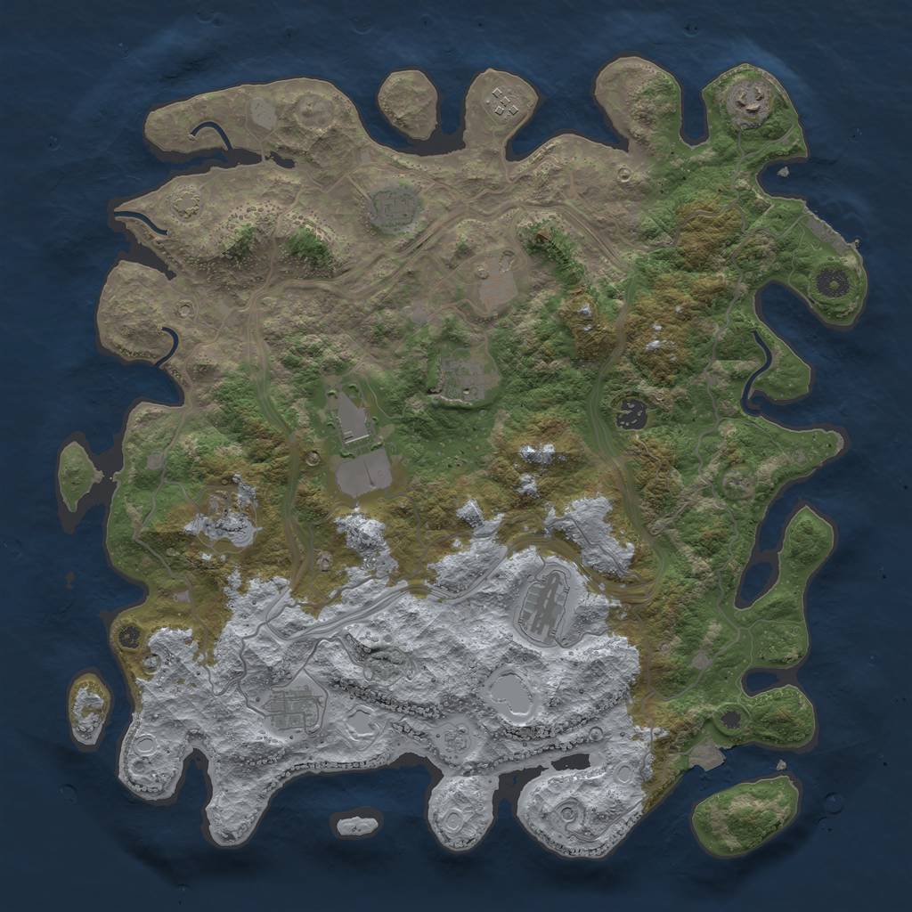 Rust Map: Procedural Map, Size: 4300, Seed: 40974012, 17 Monuments