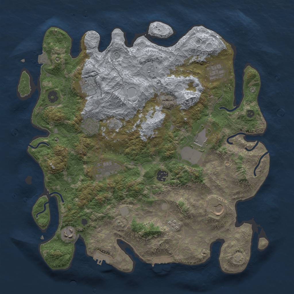 Rust Map: Procedural Map, Size: 3900, Seed: 2526726, 17 Monuments