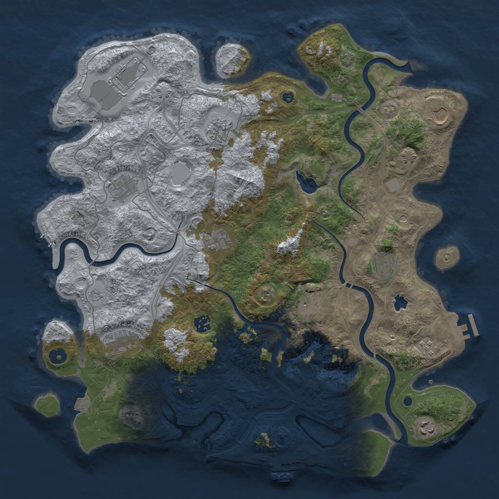Rust Map: Procedural Map, Size: 4400, Seed: 27555402, 17 Monuments