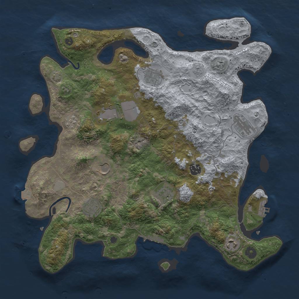 Rust Map: Procedural Map, Size: 3850, Seed: 80791167, 17 Monuments