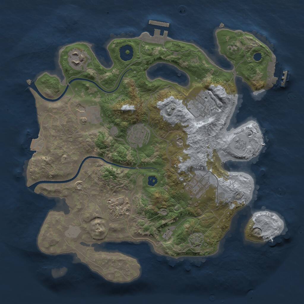 Rust Map: Procedural Map, Size: 3000, Seed: 1140790650, 12 Monuments