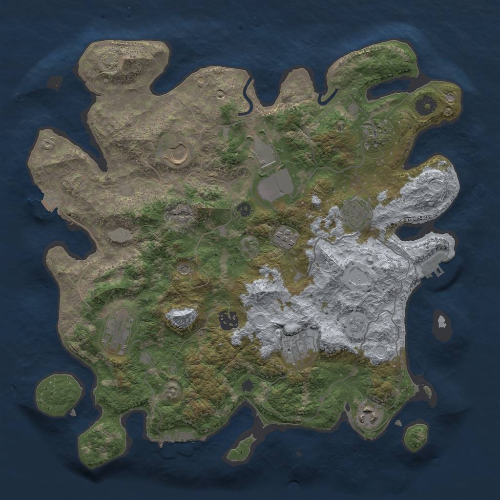 Rust Map: Procedural Map, Size: 3700, Seed: 22382350, 17 Monuments