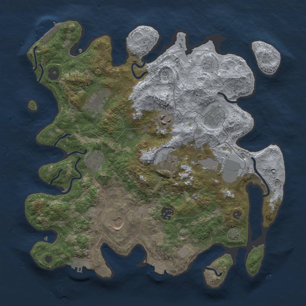 Rust Map: Procedural Map, Size: 3600, Seed: 16397397, 16 Monuments