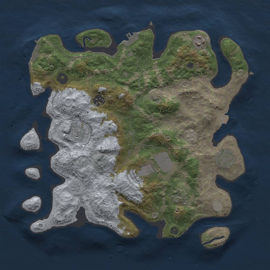 Rust Map: Procedural Map, Size: 3550, Seed: 18116962, 15 Monuments