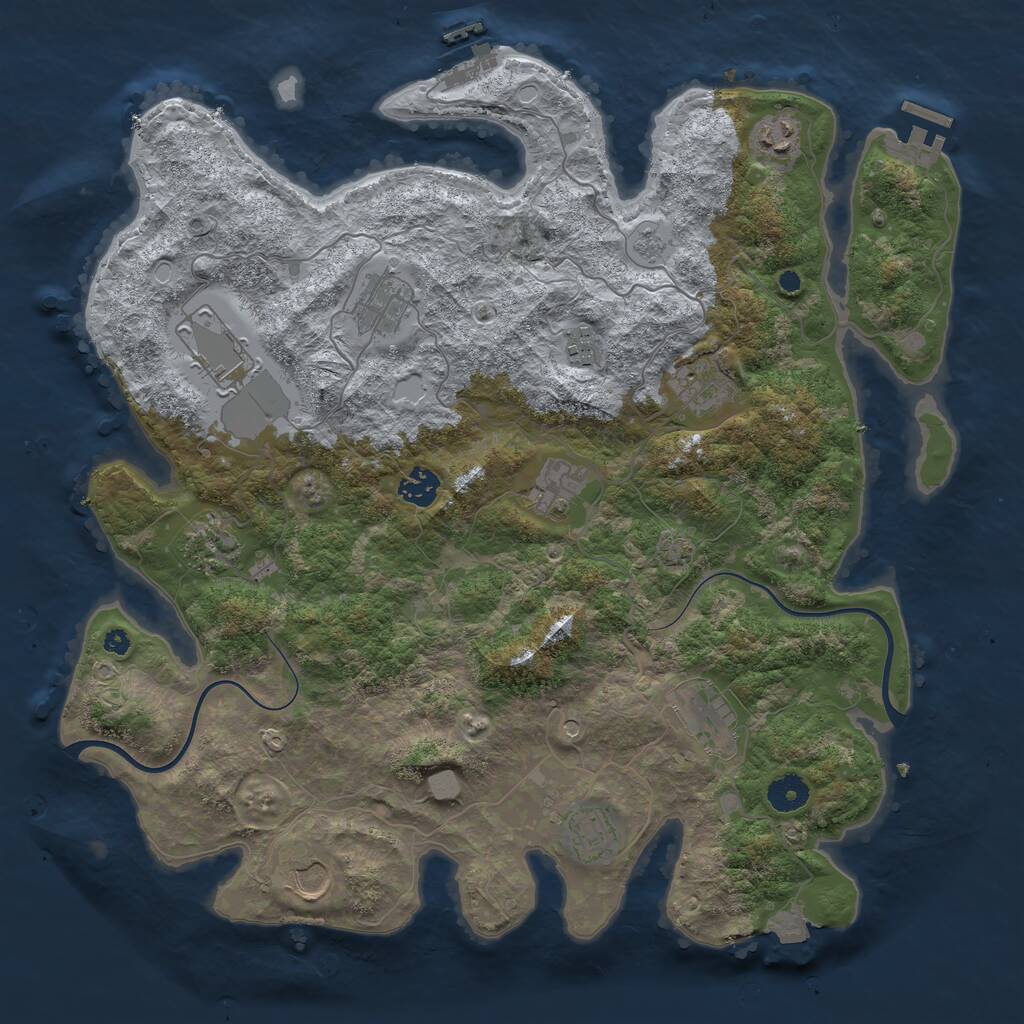 Rust Map: Procedural Map, Size: 3950, Seed: 90212976, 17 Monuments