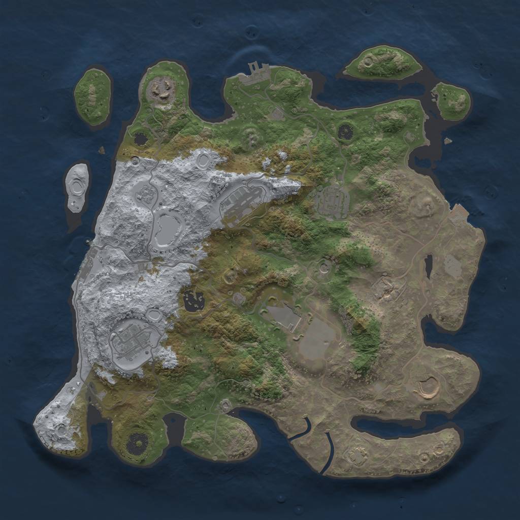 Rust Map: Procedural Map, Size: 3500, Seed: 69174014, 15 Monuments