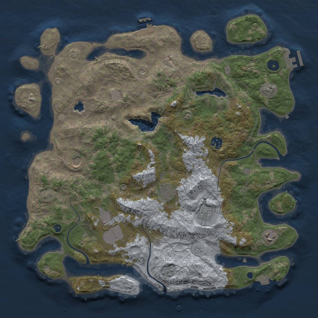 Rust Map: Procedural Map, Size: 4100, Seed: 21570450, 13 Monuments