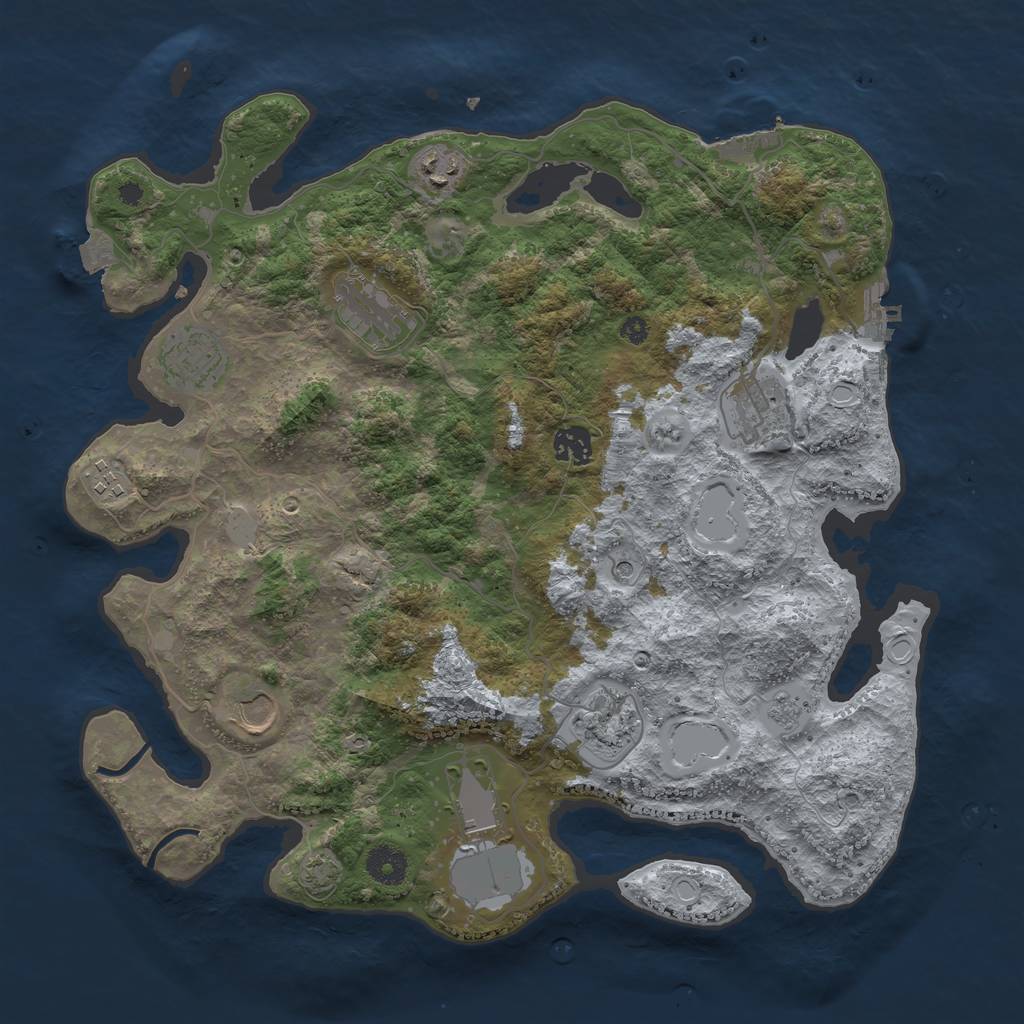 Rust Map: Procedural Map, Size: 3800, Seed: 21989328, 17 Monuments