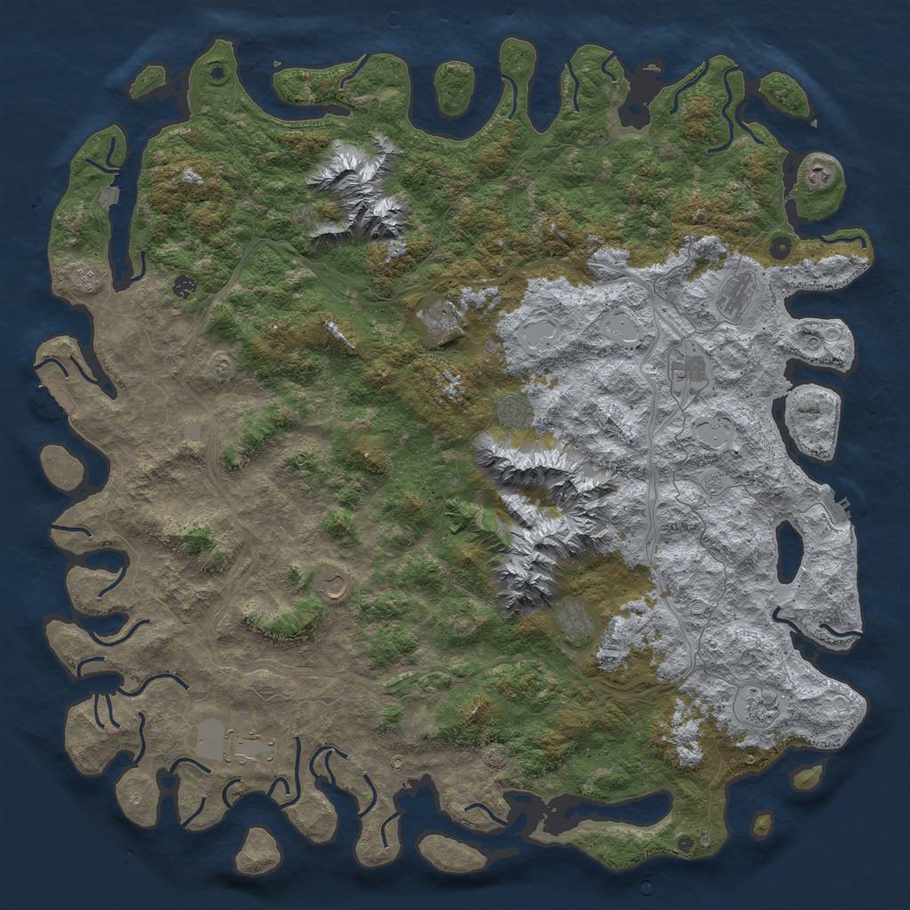 Rust Map: Procedural Map, Size: 6000, Seed: 7575, 19 Monuments