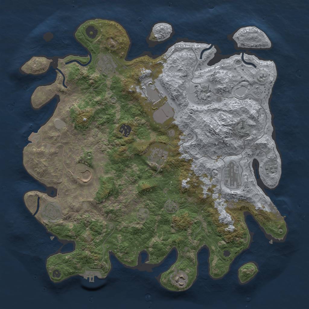 Rust Map: Procedural Map, Size: 3850, Seed: 86257824, 18 Monuments