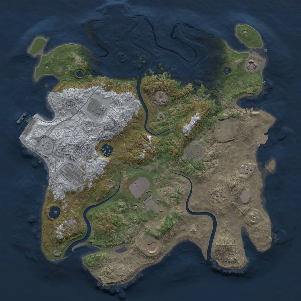 Rust Map: Procedural Map, Size: 3750, Seed: 50164800, 16 Monuments