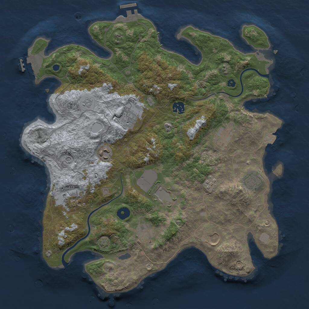 Rust Map: Procedural Map, Size: 3750, Seed: 50164800, 16 Monuments