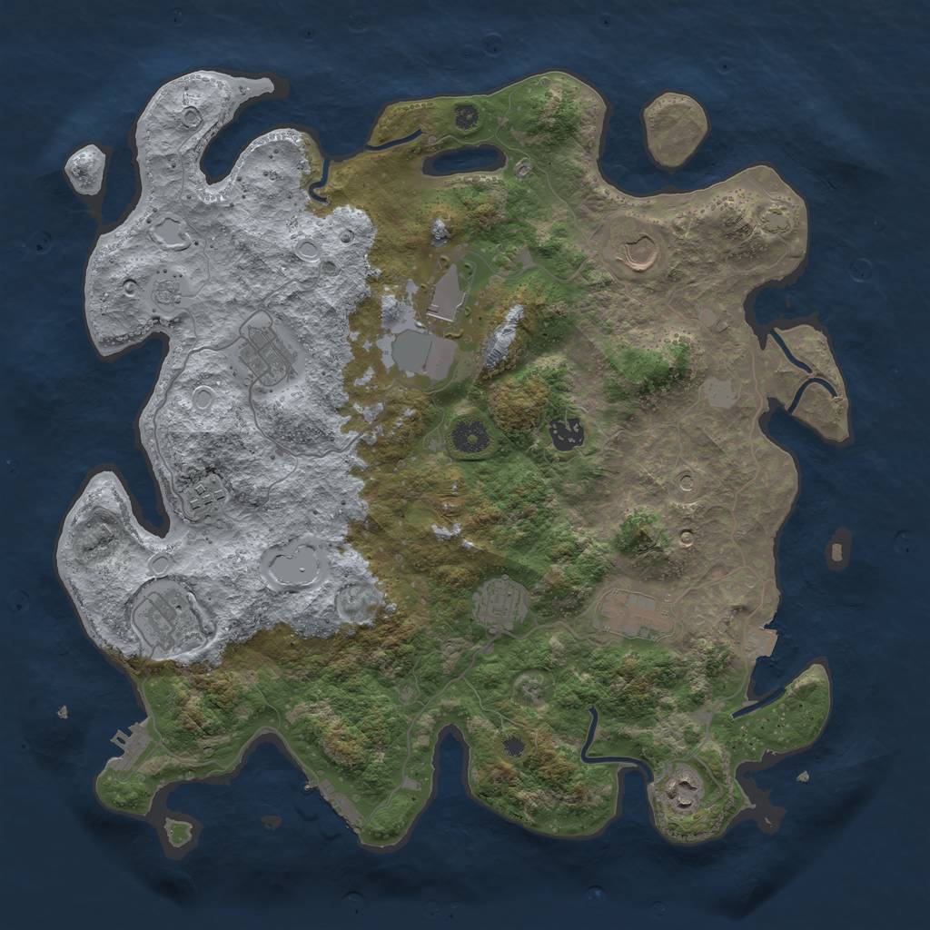 Rust Map: Procedural Map, Size: 3950, Seed: 54220018, 17 Monuments