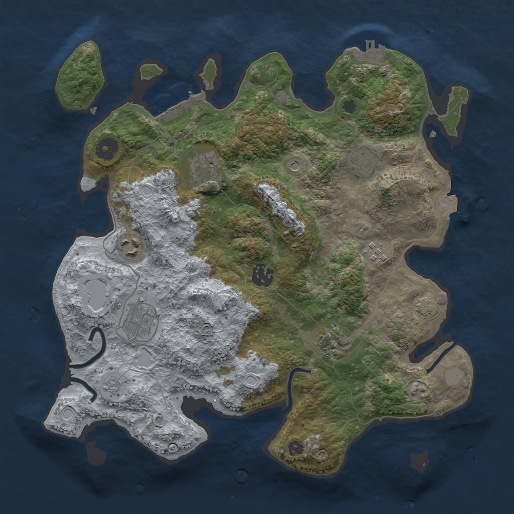 Rust Map: Procedural Map, Size: 3450, Seed: 74115290, 15 Monuments