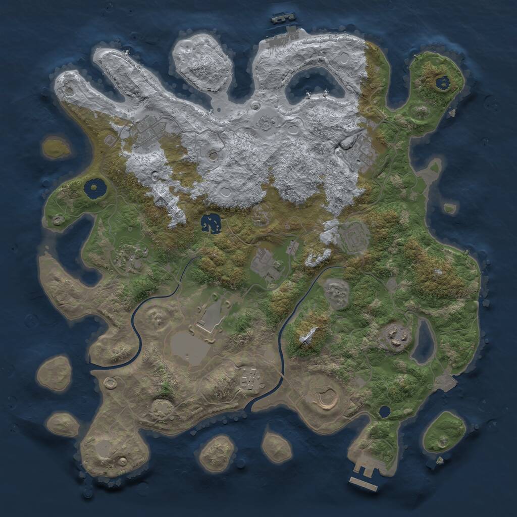 Rust Map: Procedural Map, Size: 3650, Seed: 72222988, 16 Monuments