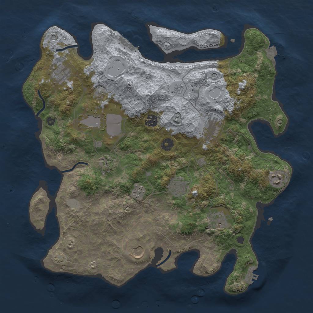Rust Map: Procedural Map, Size: 3700, Seed: 44625392, 18 Monuments