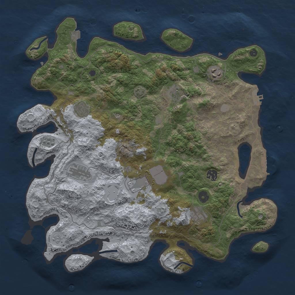 Rust Map: Procedural Map, Size: 4000, Seed: 69852012, 16 Monuments