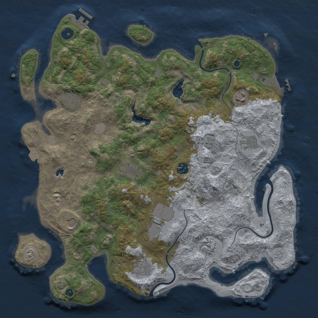 Rust Map: Procedural Map, Size: 4100, Seed: 62810509, 16 Monuments