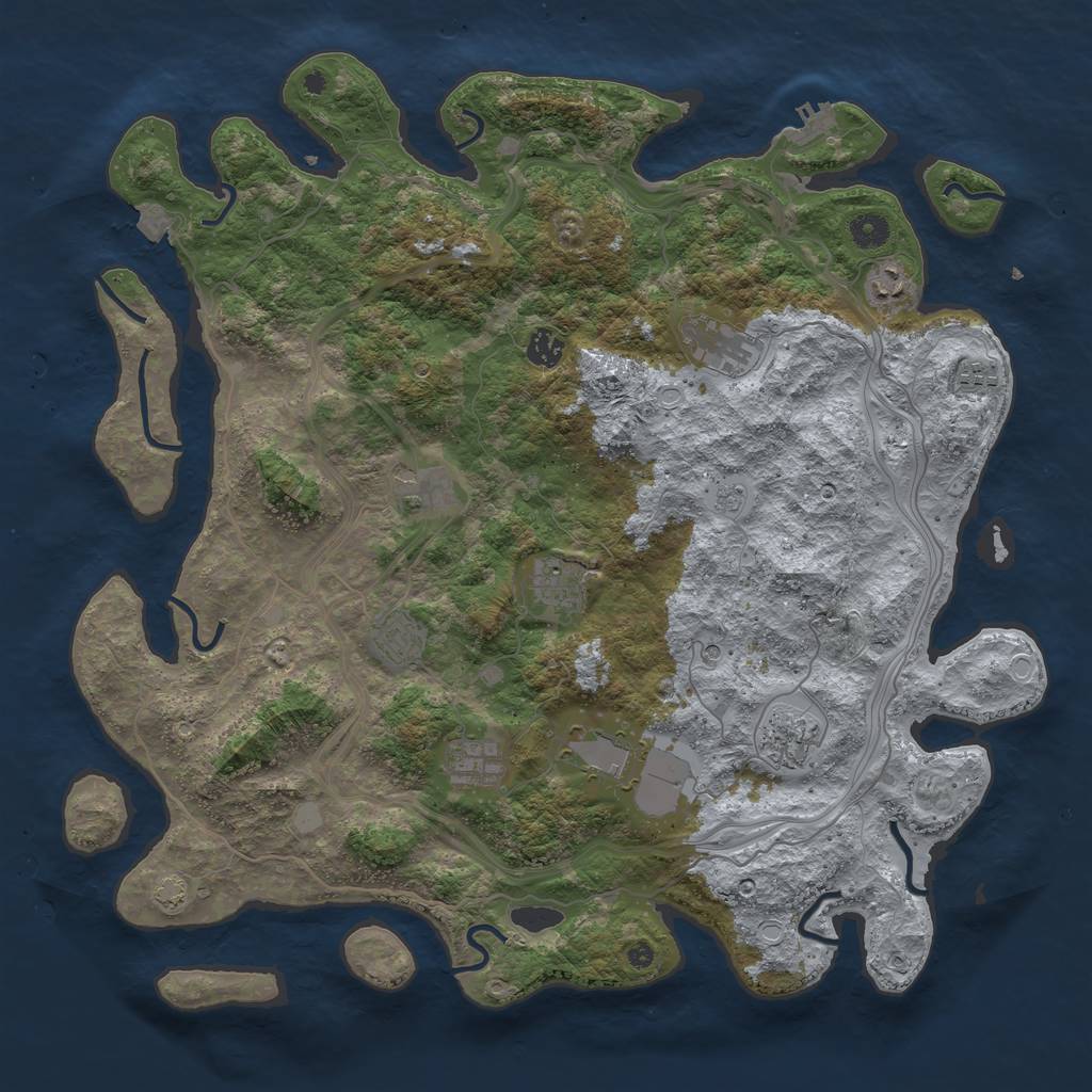 Rust Map: Procedural Map, Size: 4400, Seed: 40677461, 17 Monuments