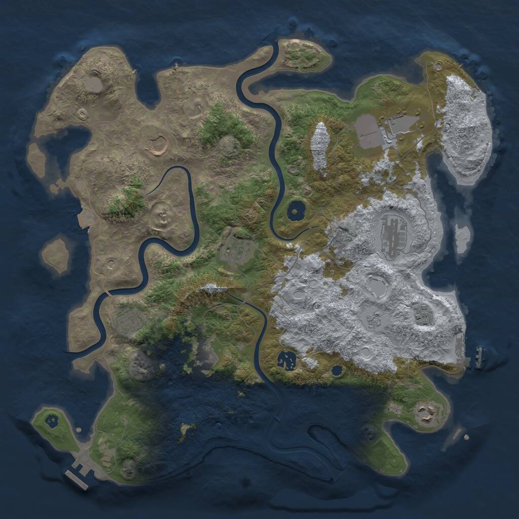 Rust Map: Procedural Map, Size: 3950, Seed: 59661496, 15 Monuments