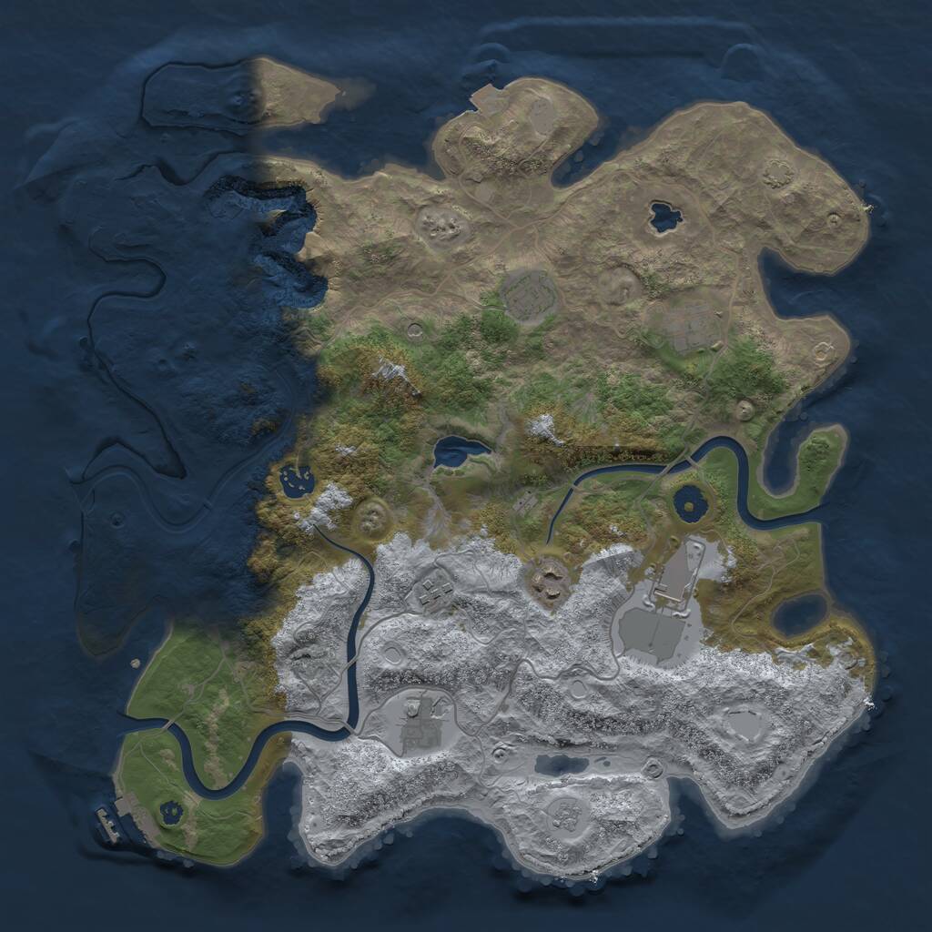 Rust Map: Procedural Map, Size: 4000, Seed: 1135, 13 Monuments