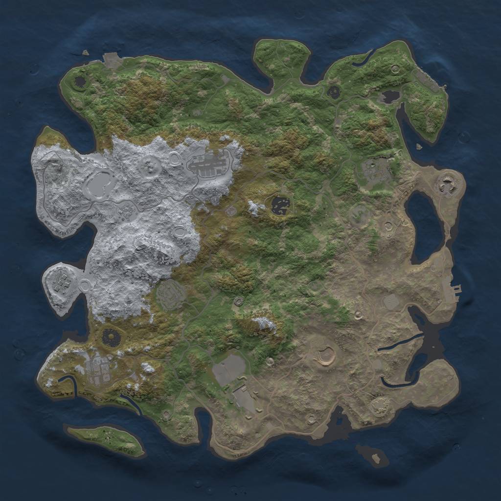 Rust Map: Procedural Map, Size: 4000, Seed: 1923325428, 17 Monuments