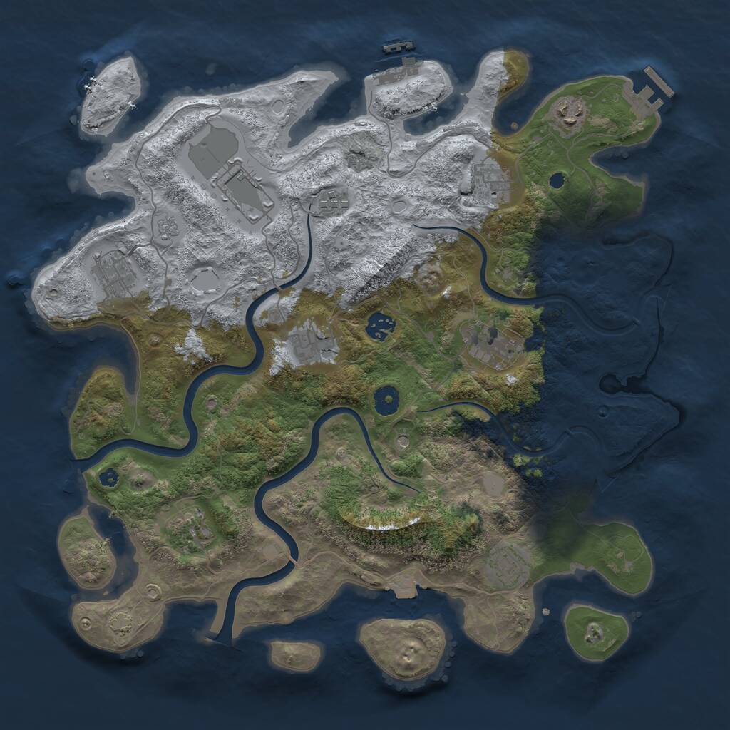 Rust Map: Procedural Map, Size: 3900, Seed: 888, 16 Monuments