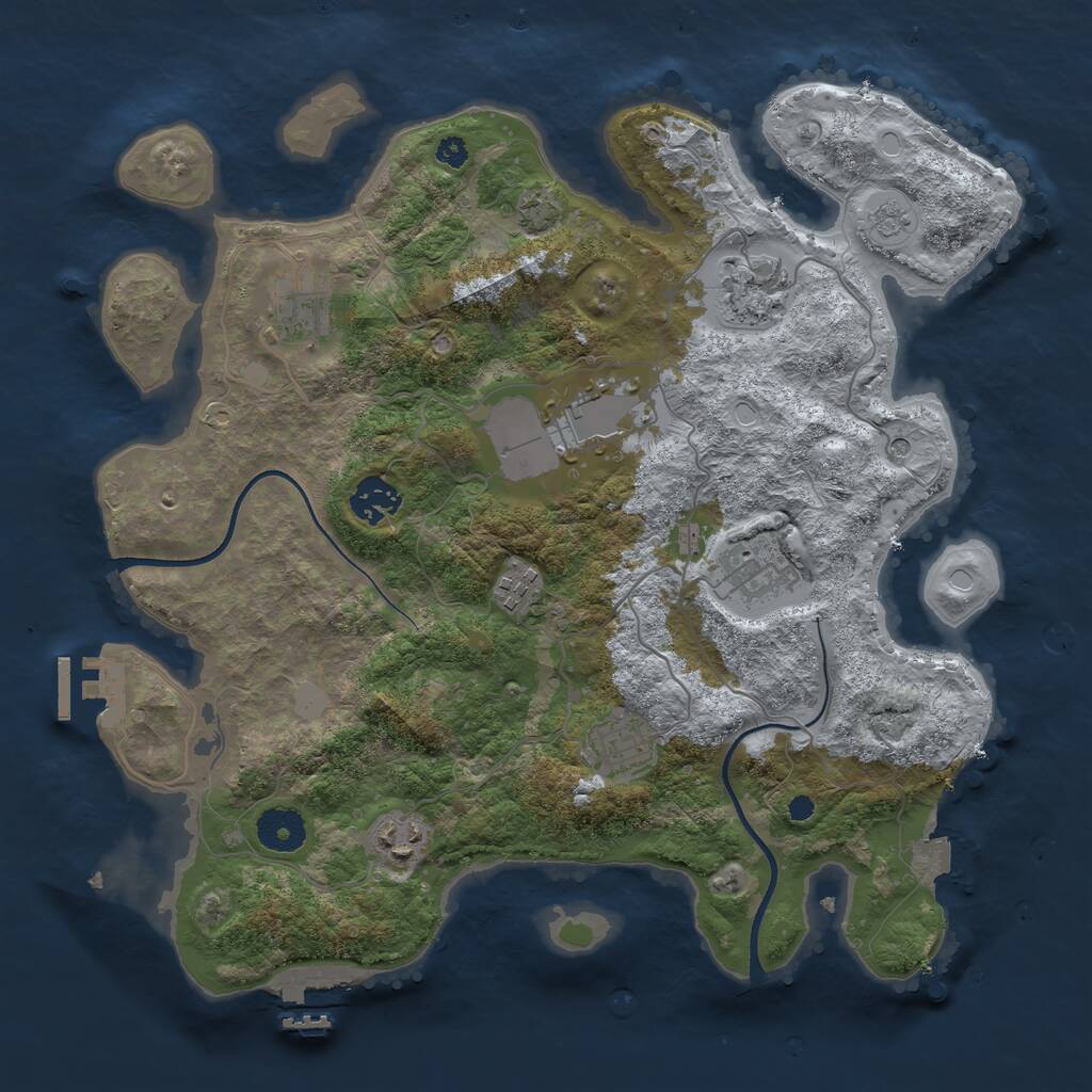 Rust Map: Procedural Map, Size: 3500, Seed: 1011990, 14 Monuments