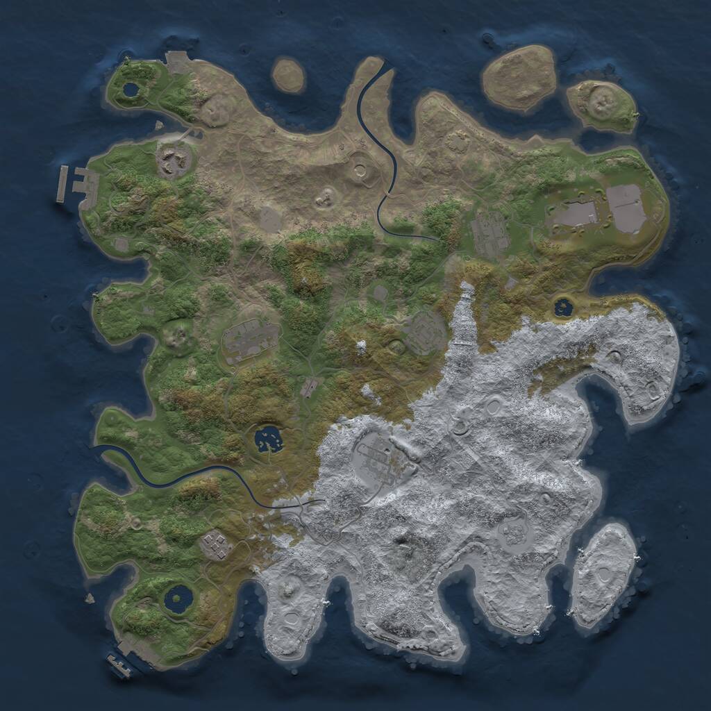 Rust Map: Procedural Map, Size: 3850, Seed: 8887336, 14 Monuments