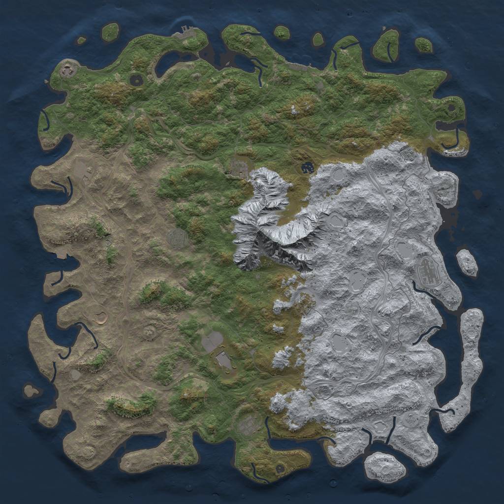 Rust Map: Procedural Map, Size: 6000, Seed: 318407073, 19 Monuments