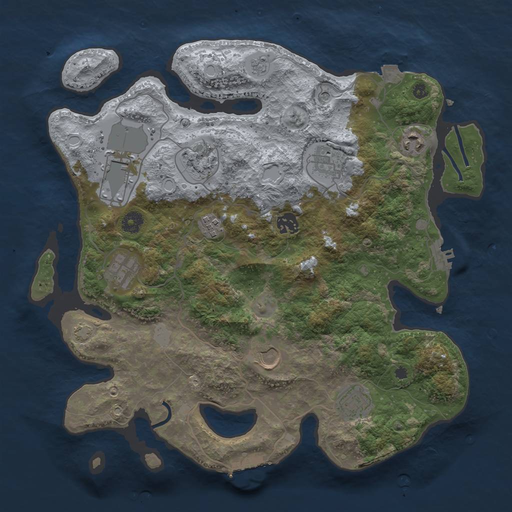 Rust Map: Procedural Map, Size: 3500, Seed: 1401161225, 17 Monuments