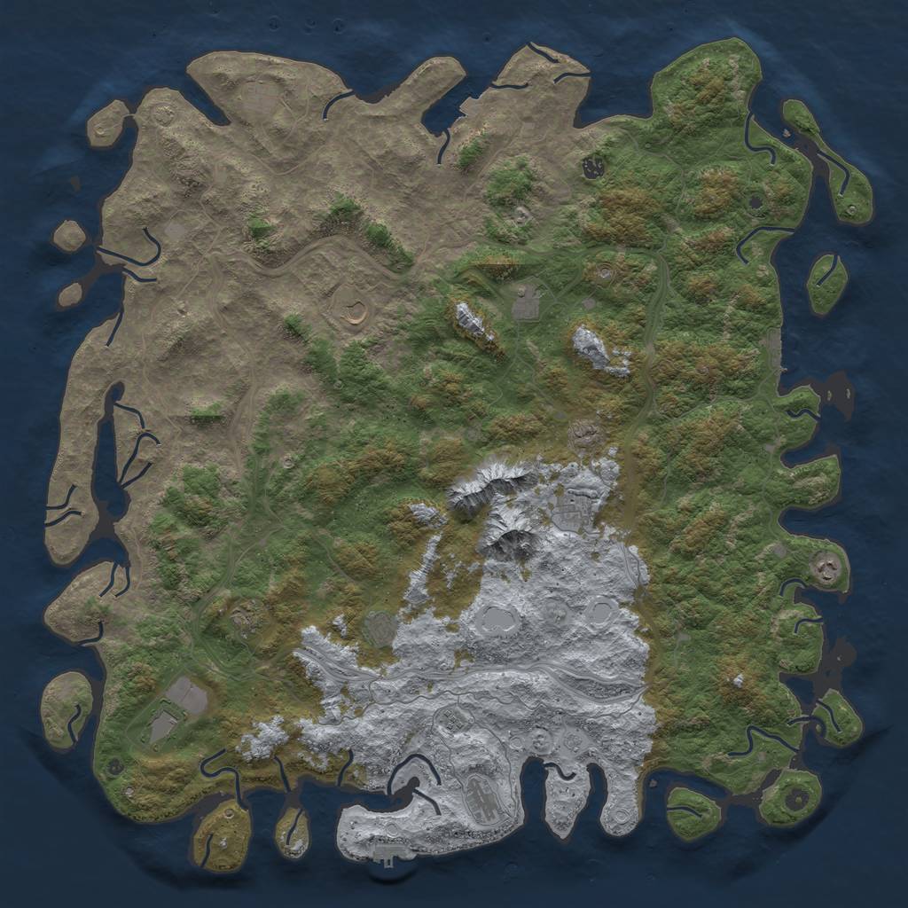 Rust Map: Procedural Map, Size: 6000, Seed: 23079800, 19 Monuments