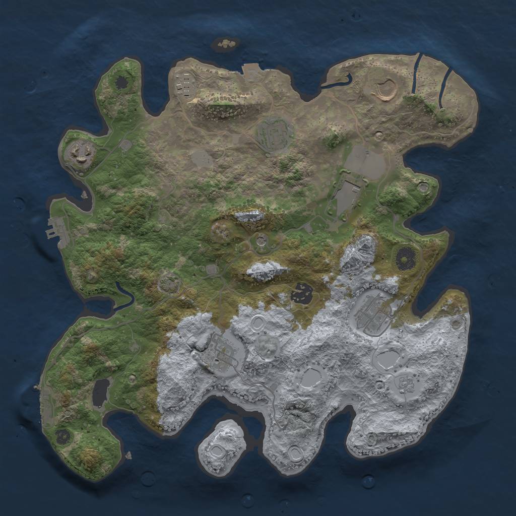 Rust Map: Procedural Map, Size: 3500, Seed: 3434232, 16 Monuments