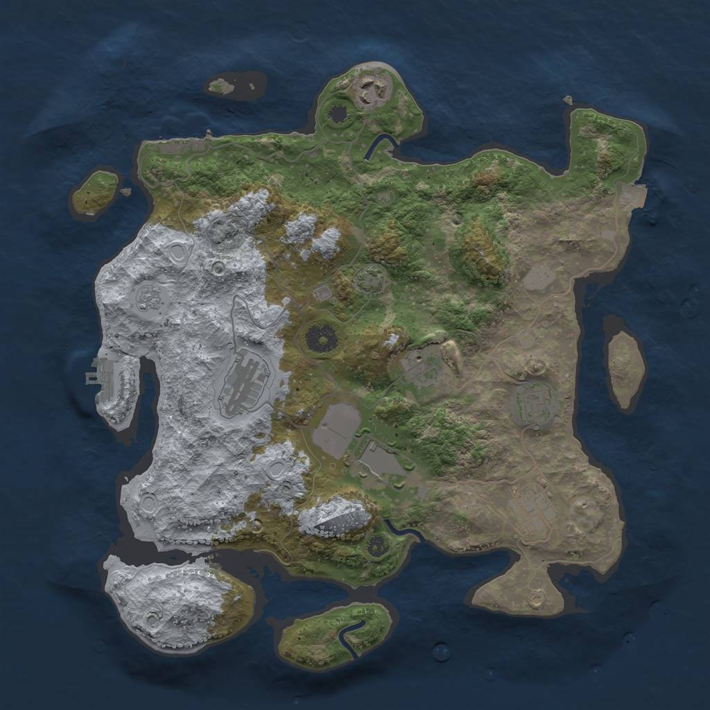 Rust Map: Procedural Map, Size: 3500, Seed: 1084303255, 13 Monuments