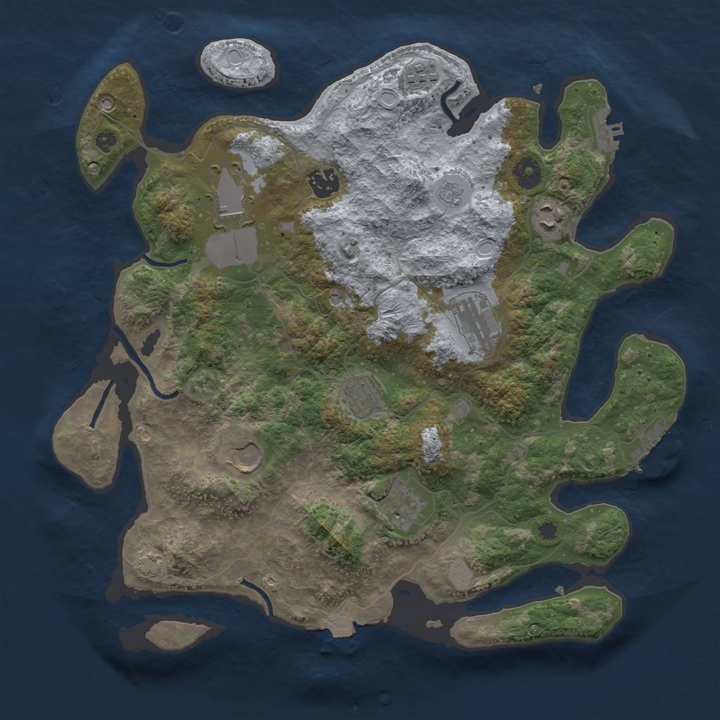 Rust Map: Procedural Map, Size: 3600, Seed: 30128782, 16 Monuments
