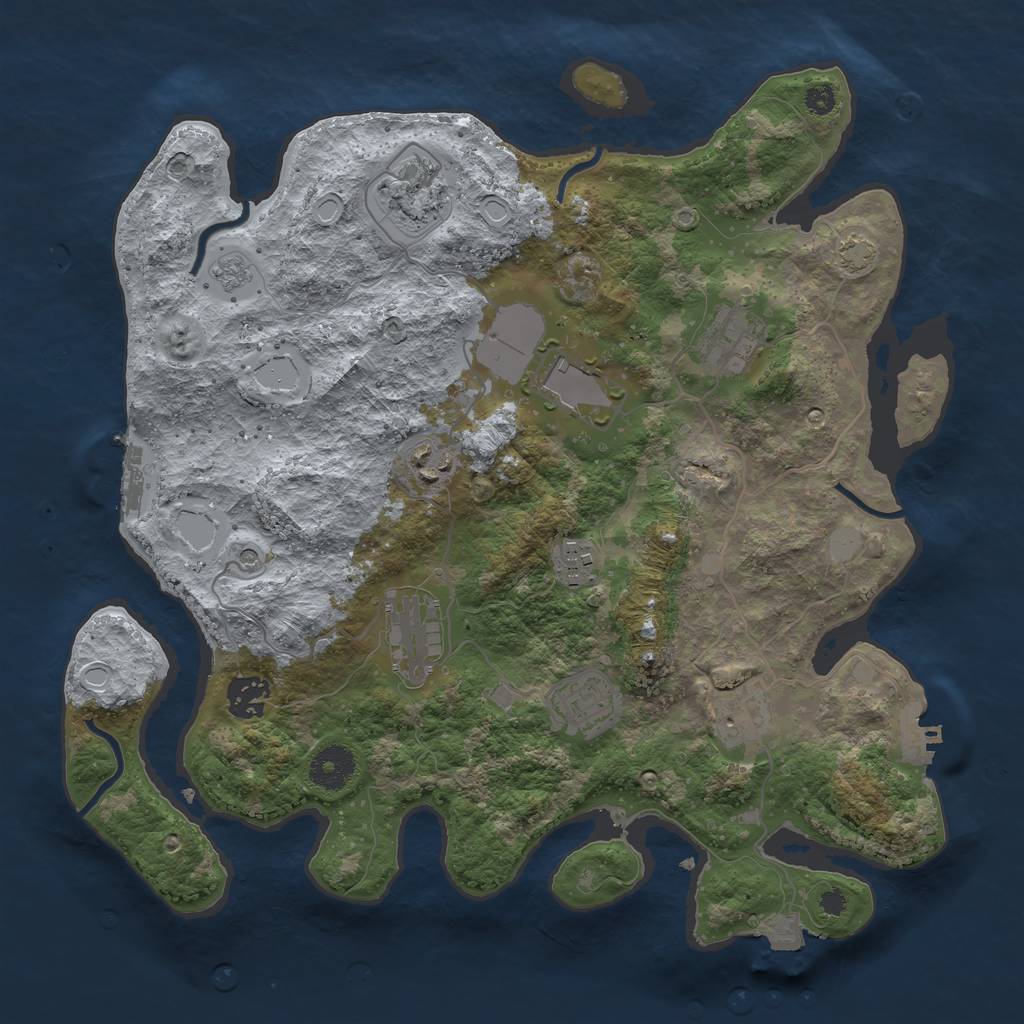 Rust Map: Procedural Map, Size: 3500, Seed: 8492121, 17 Monuments