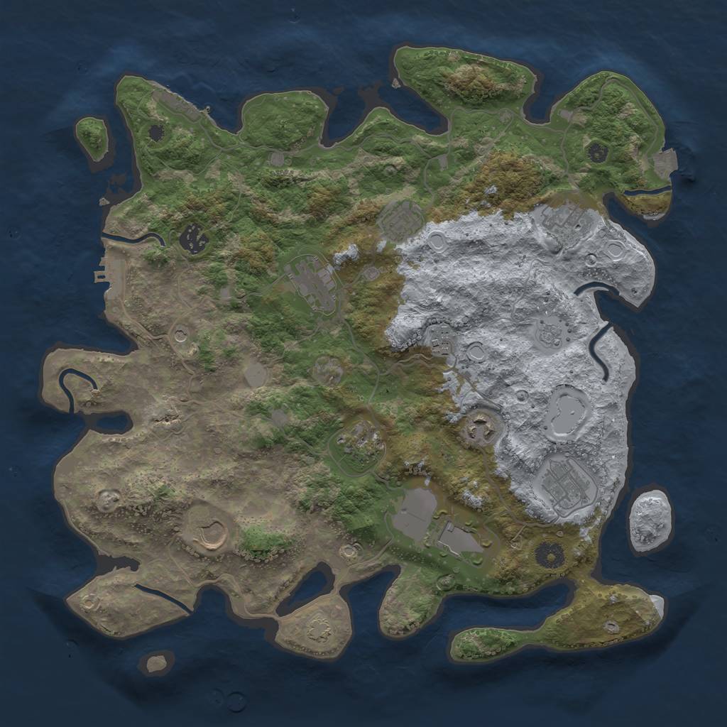 Rust Map: Procedural Map, Size: 3800, Seed: 98149420, 18 Monuments