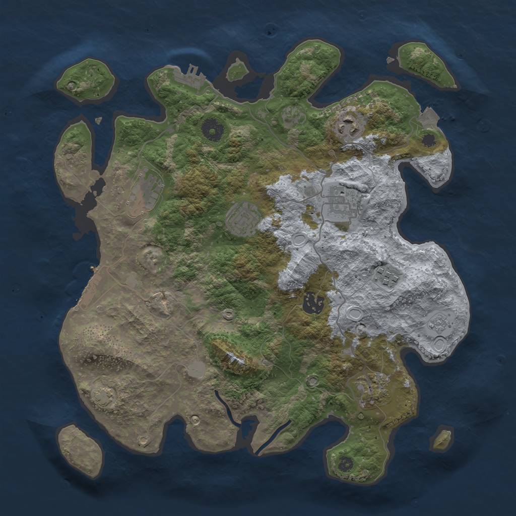 Rust Map: Procedural Map, Size: 3450, Seed: 63455699, 14 Monuments