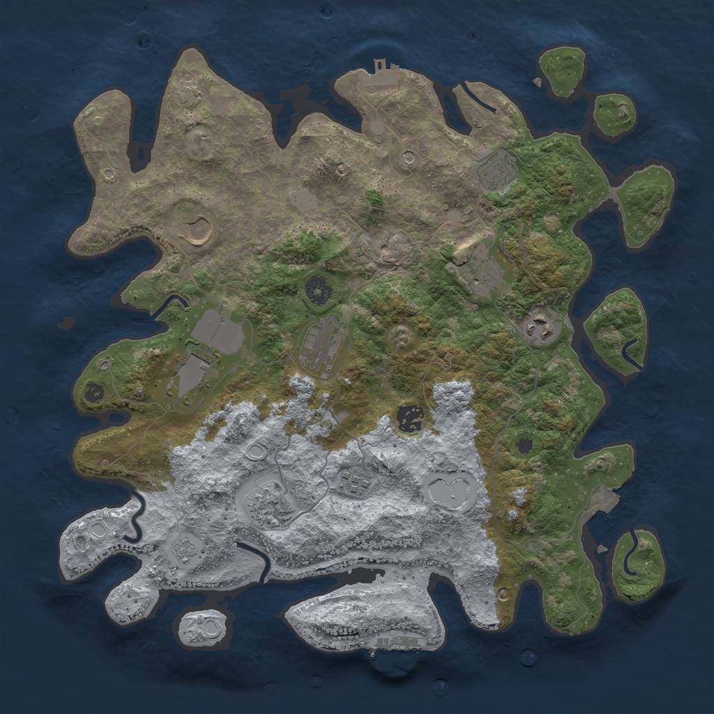 Rust Map: Procedural Map, Size: 3800, Seed: 75004400, 17 Monuments