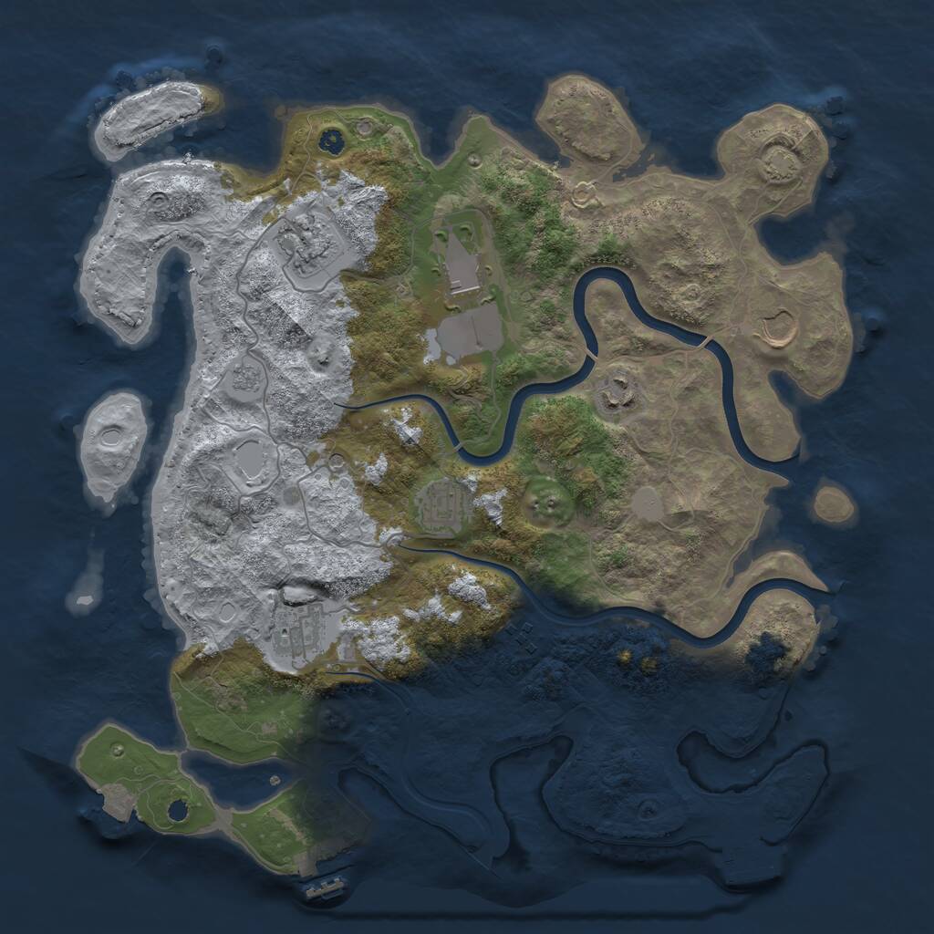 Rust Map: Procedural Map, Size: 3750, Seed: 16585495, 13 Monuments