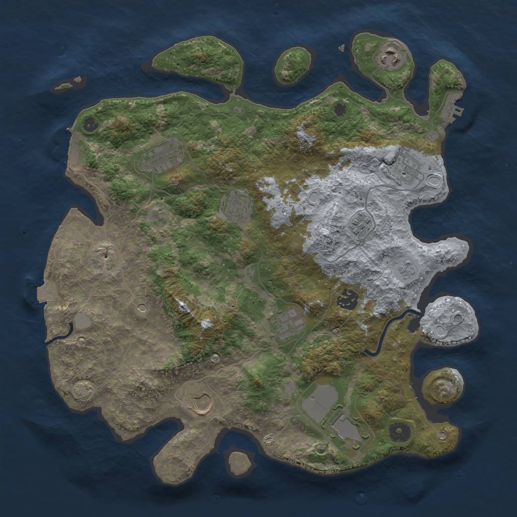 Rust Map: Procedural Map, Size: 3700, Seed: 92985788, 17 Monuments