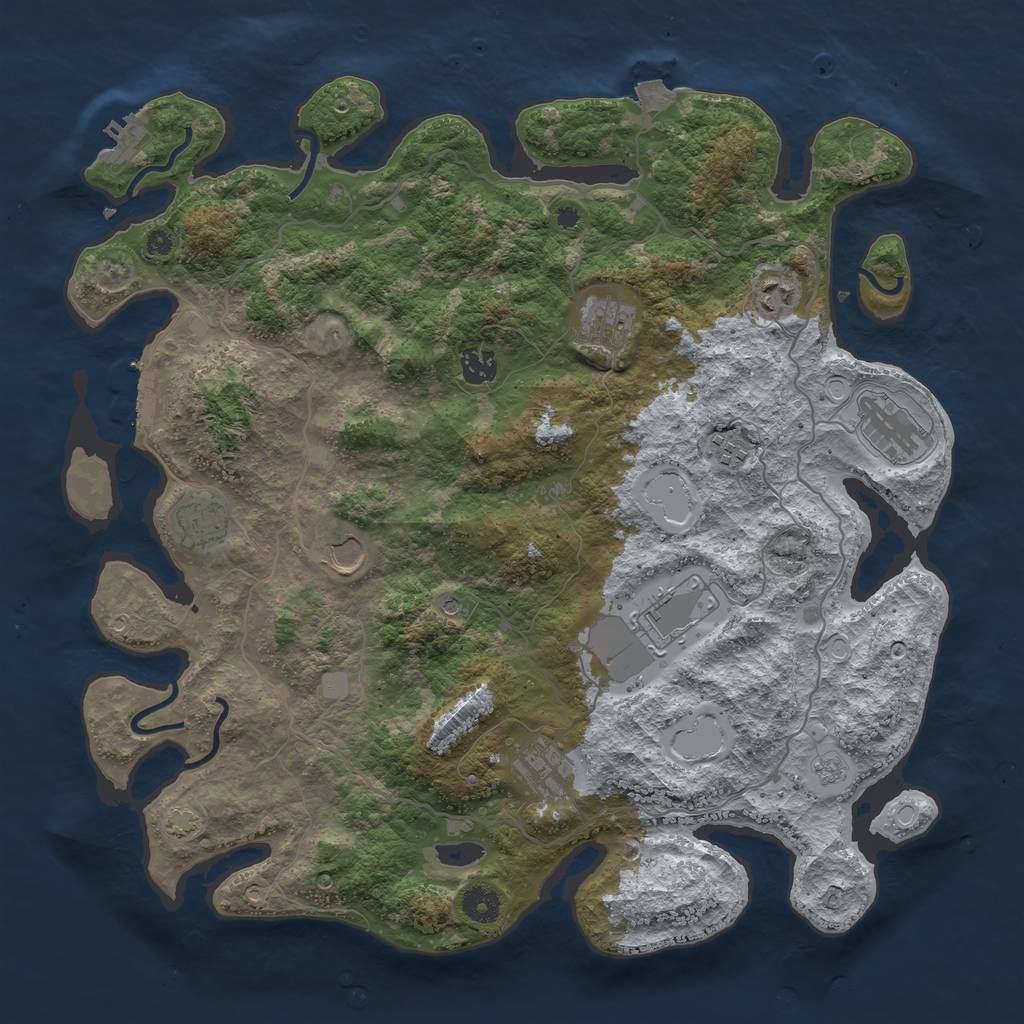Rust Map: Procedural Map, Size: 4100, Seed: 68298341, 17 Monuments