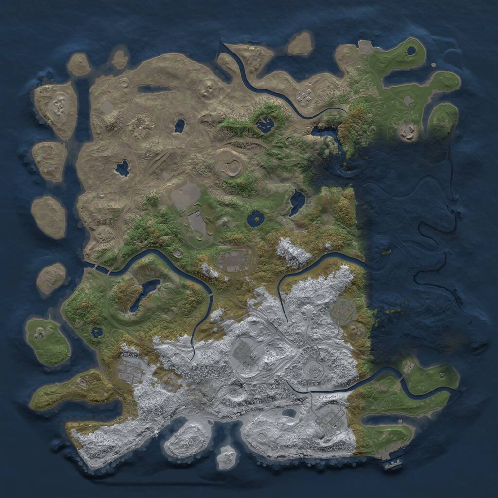 Rust Map: Procedural Map, Size: 4500, Seed: 1195786474, 17 Monuments
