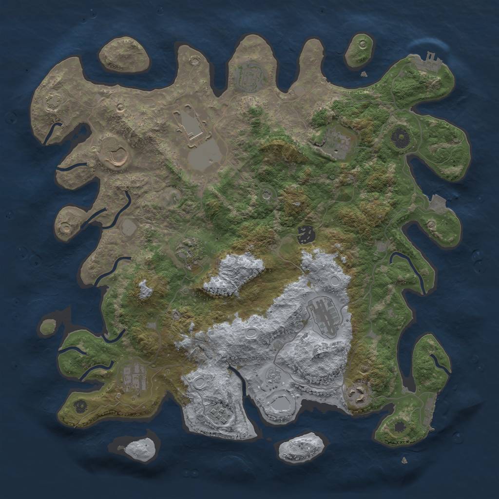 Rust Map: Procedural Map, Size: 3950, Seed: 31778543, 18 Monuments