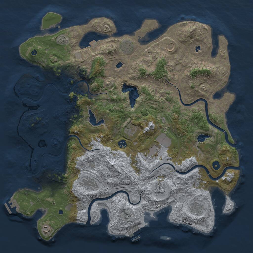 Rust Map: Procedural Map, Size: 4500, Seed: 1292425598, 16 Monuments