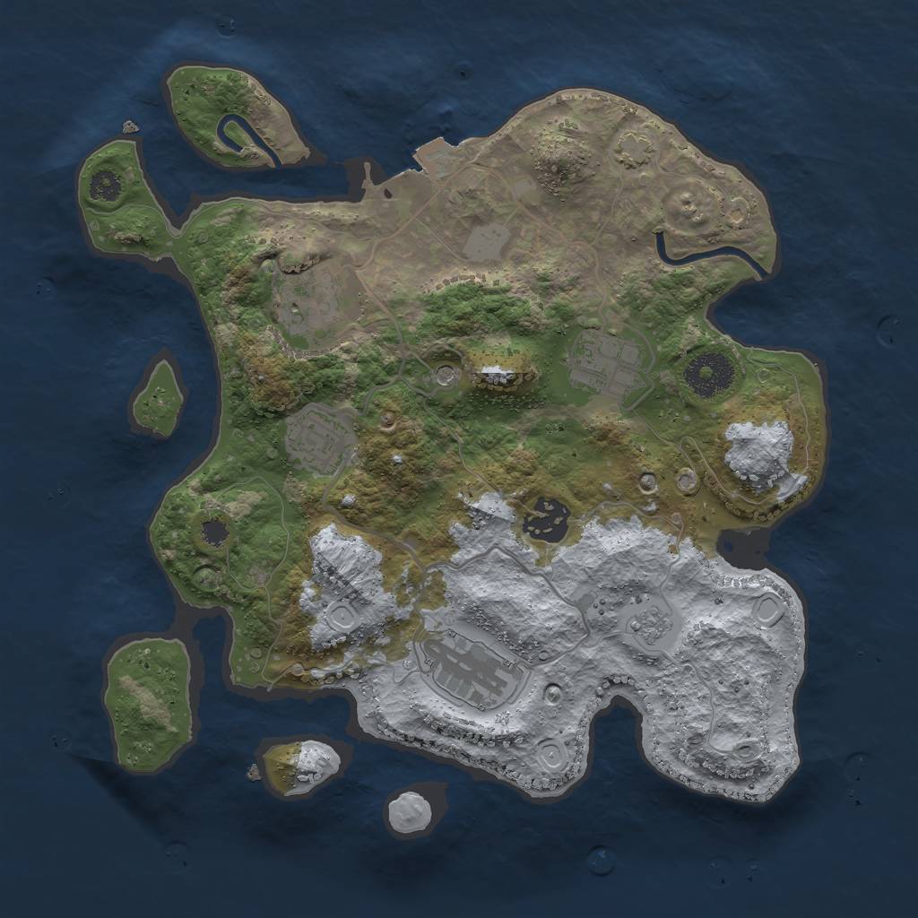 Rust Map: Procedural Map, Size: 3000, Seed: 56845, 11 Monuments