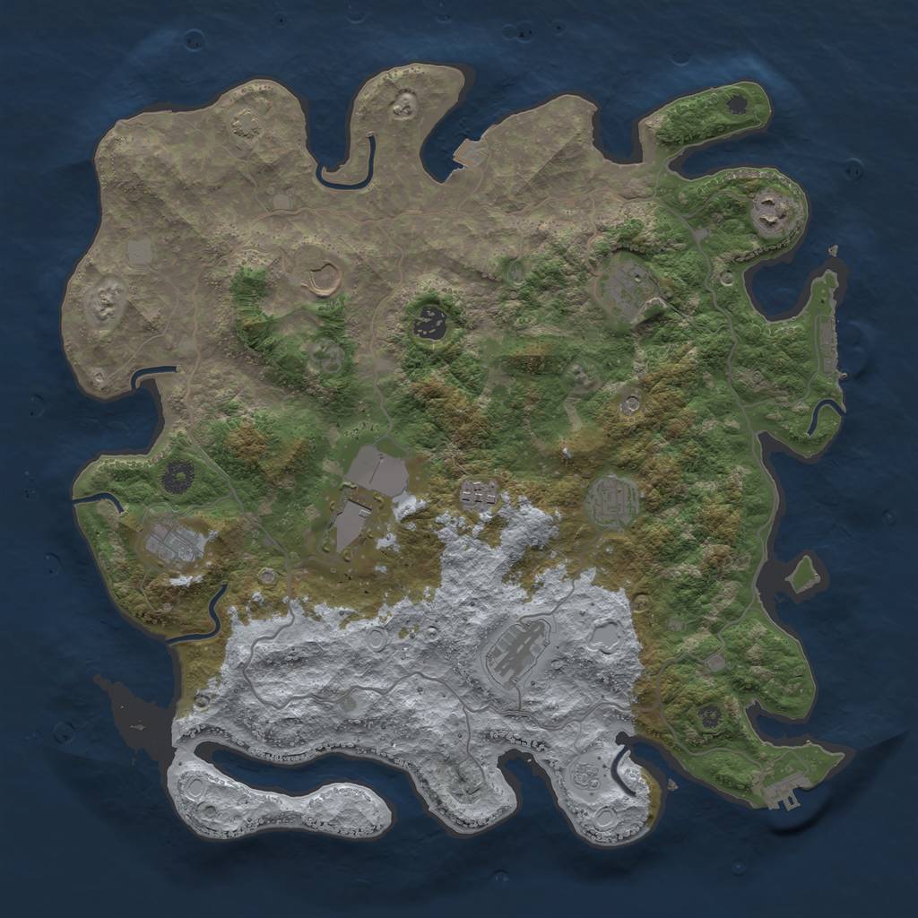 Rust Map: Procedural Map, Size: 4100, Seed: 49913464, 17 Monuments