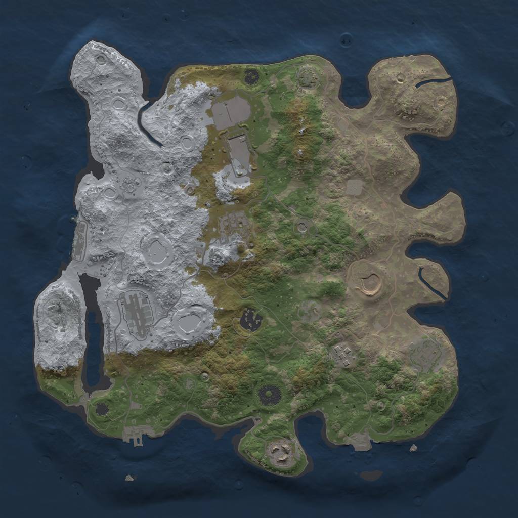 Rust Map: Procedural Map, Size: 3500, Seed: 486795, 16 Monuments