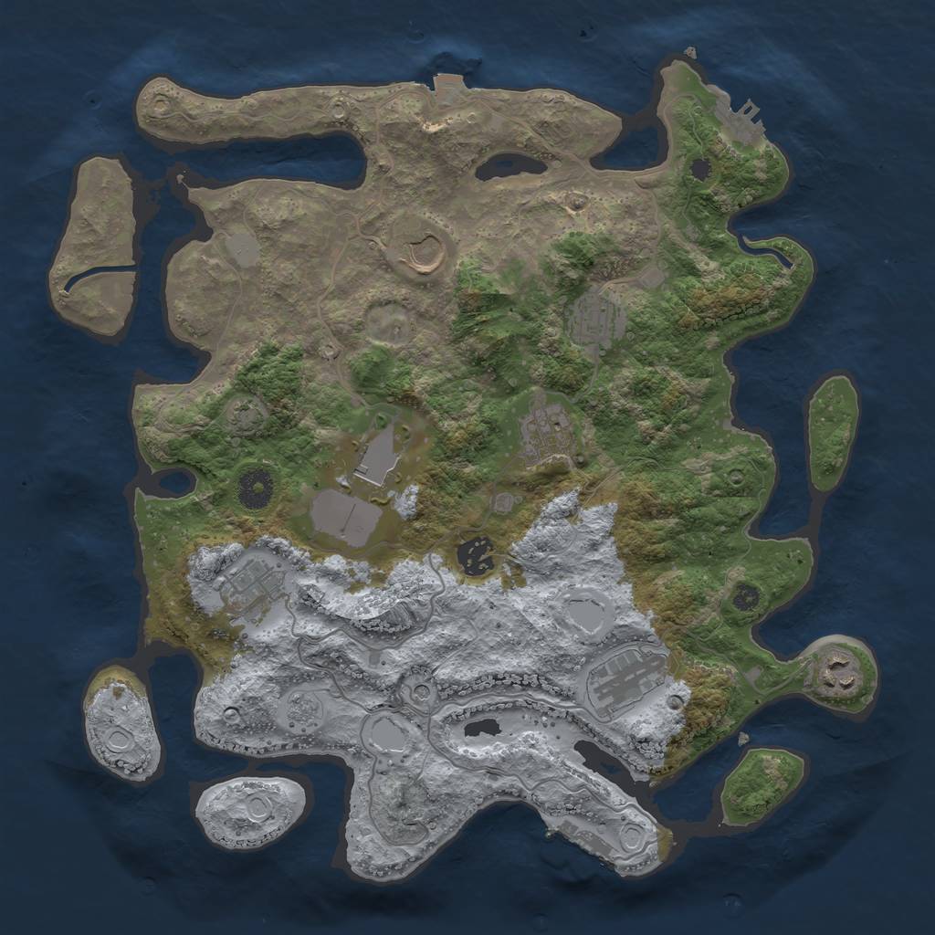 Rust Map: Procedural Map, Size: 3650, Seed: 9257835, 16 Monuments