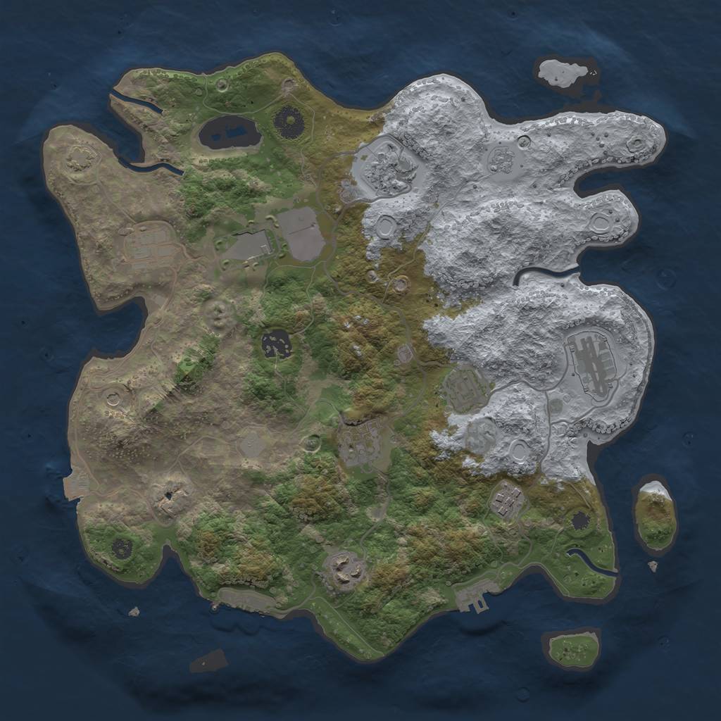 Rust Map: Procedural Map, Size: 3500, Seed: 261429911, 17 Monuments